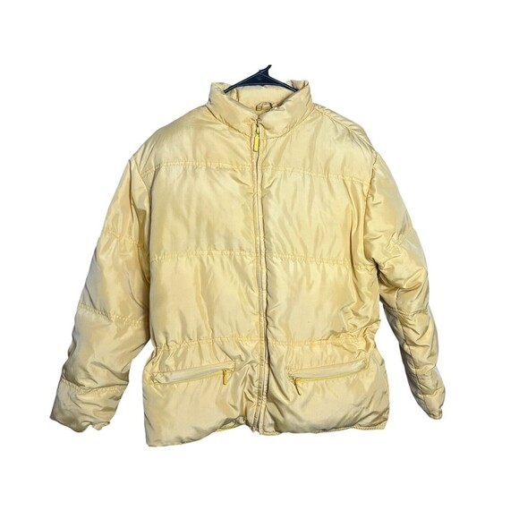 VTG Eddie Bauer Canary Yellow Bomber Down filled Ski Jacket Size Small - Picture 2 of 10